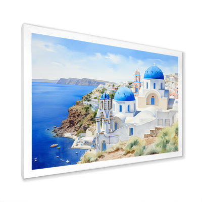 «Blue and White Greek Isles Village III - Grèce», art mural
