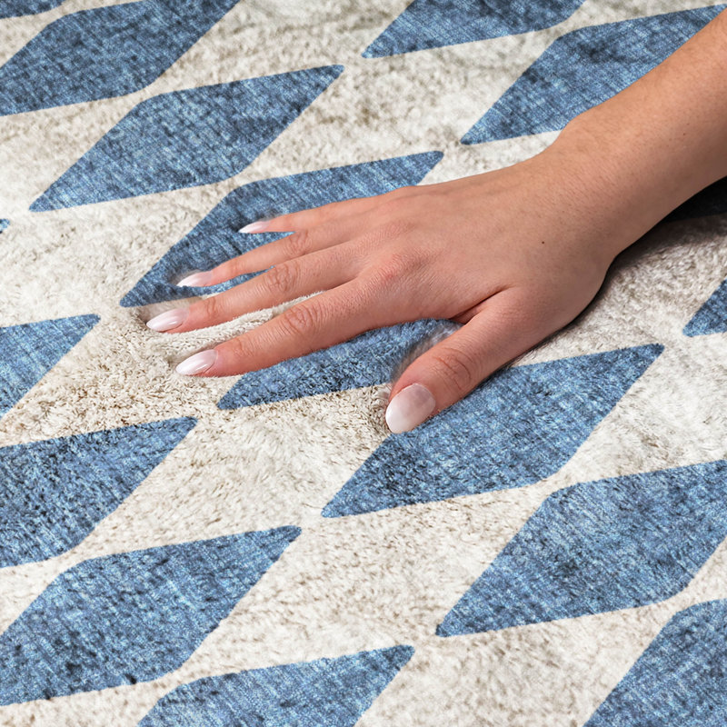 Tapis à poils longs de qualité supérieure lavable à la machine Dream ADS578, Navy, 9' x 12'
