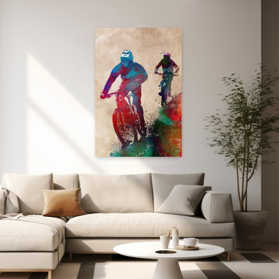«Vibrant Mountain Bikers», art mural contemporain