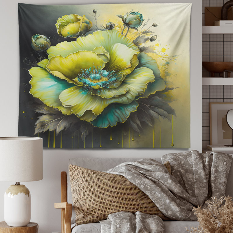 Tapisserie en polyester avec punaises, H 32 po x l 39 po