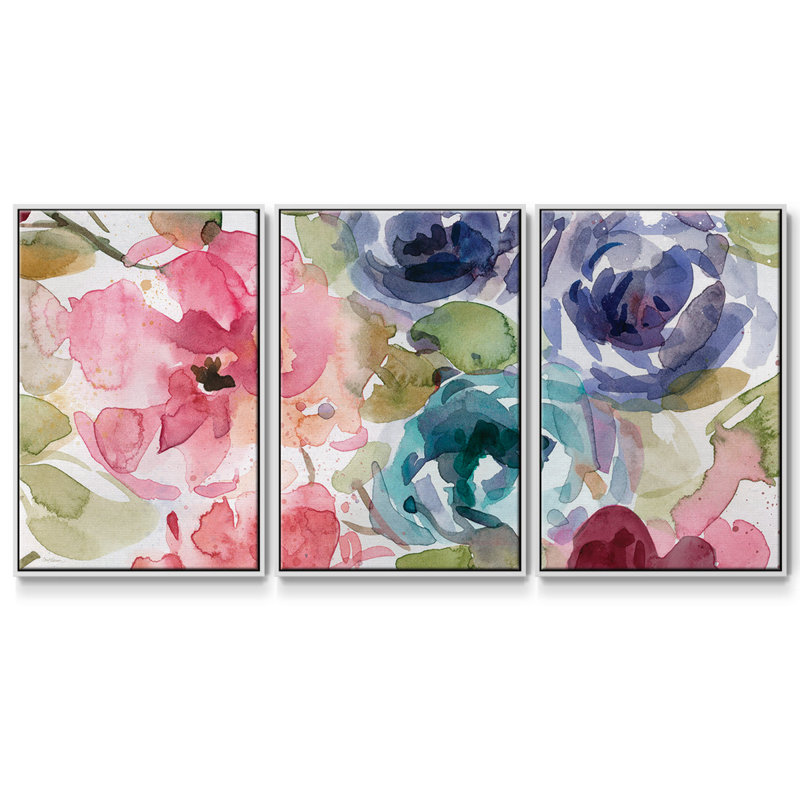 Garden Palette II - Toile encadrée multi-pièces, H 40 po x l 78 po x P 2 po, Blanc