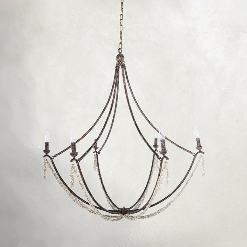 Nakita 6 - Light Candle Style Chandelier, Rust Brown