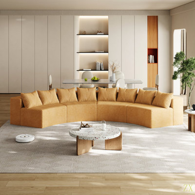 Canapé modulaire incurvé avec 8 coussins Corduroy