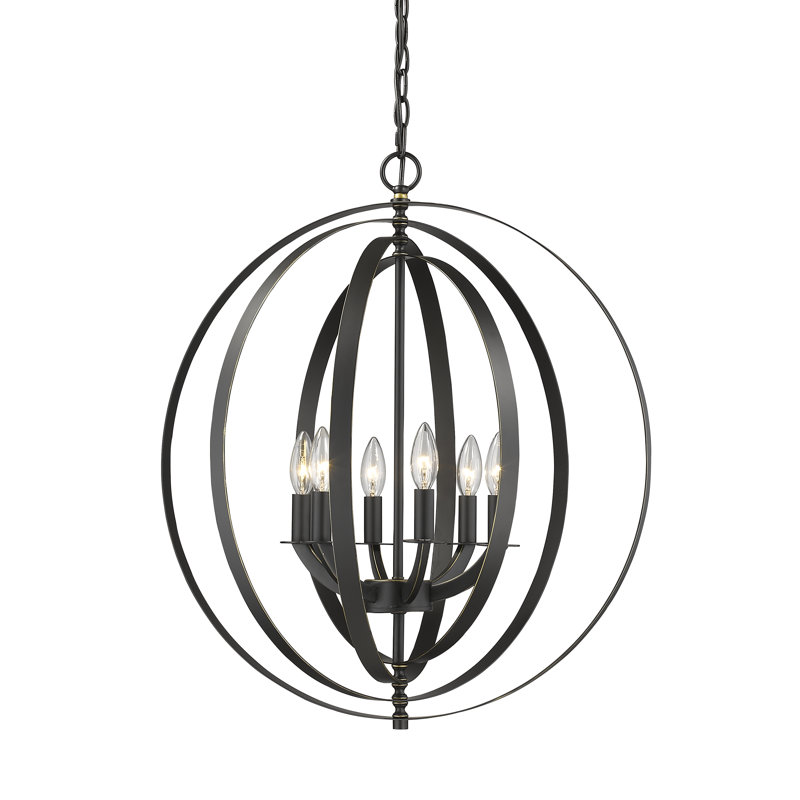 Sliger 6 - Light Dimmable Globe Chandelier, Bronze