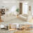 Compression Sofas Set, Beige Corduroy 5 Seat Modern Home Lounge