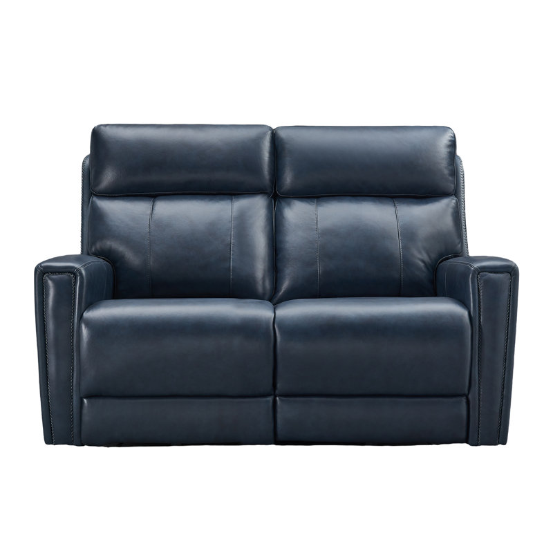 Causeuse inclinable en cuir Rumalda, Dark Blue
