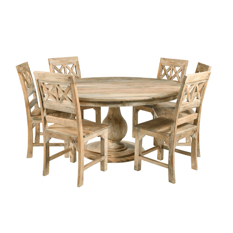 Clytie 60" 7-piece Dining Set With 6 Dining Chairs