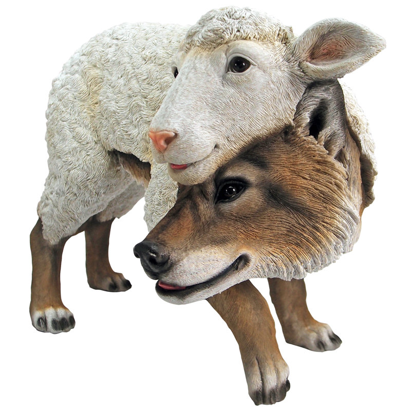 Statue de jardin loup en mouton
