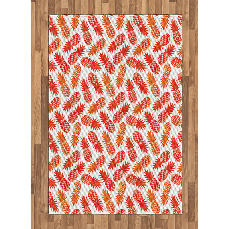 Tapis décoratif orange à haute densité de fibres longues en polyester, Rectangle— 4 pi x 5 pi 8 po