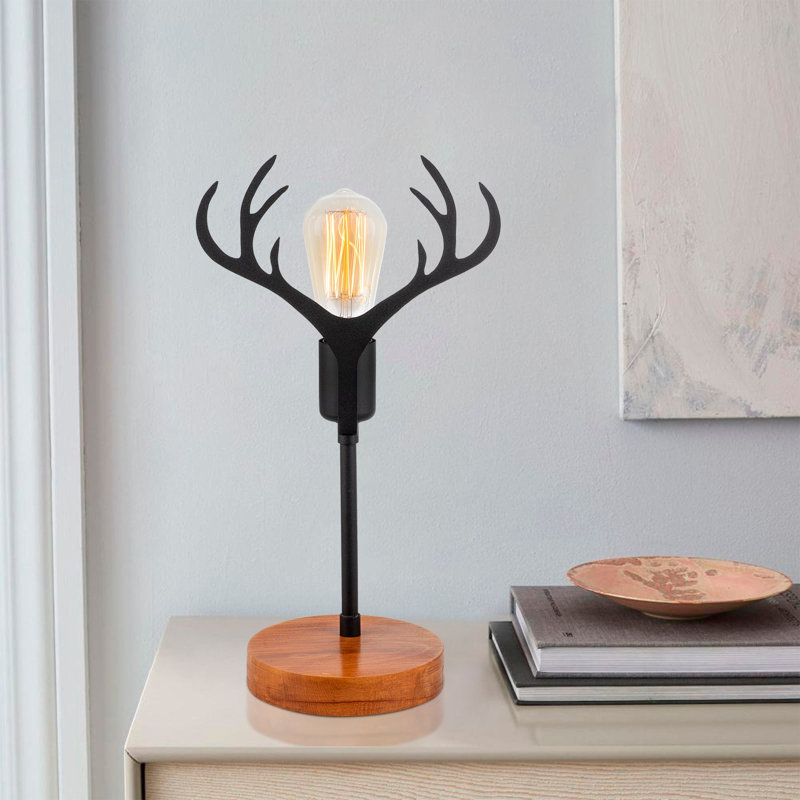 Lampe de bureau en métal Erionna, Noyer / noir