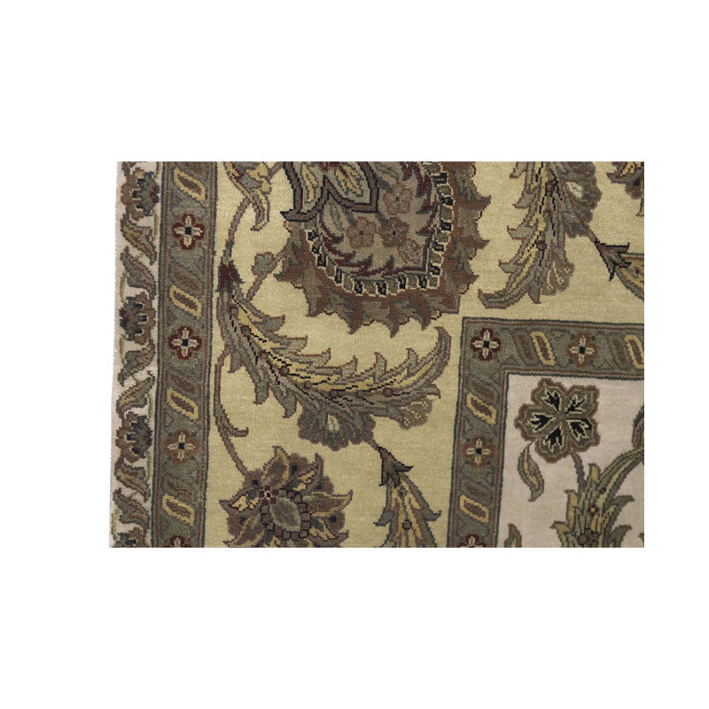 Tapis ivoire et doré de haute qualité noué à la main Trinity