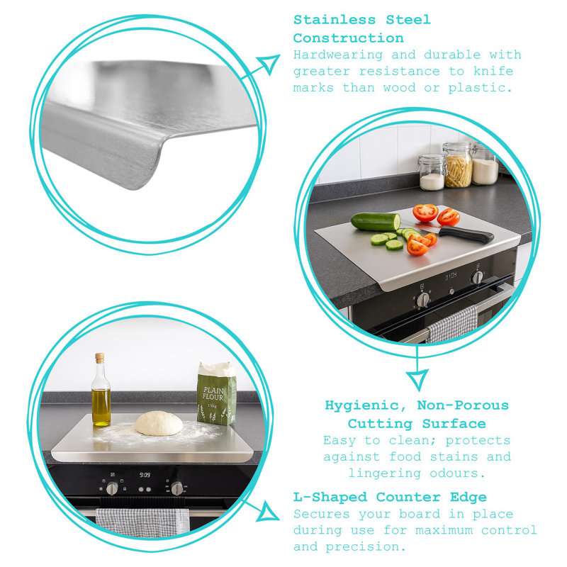 Argon Tableware Stainless Steel Chopping Board, 40cm x 30cm