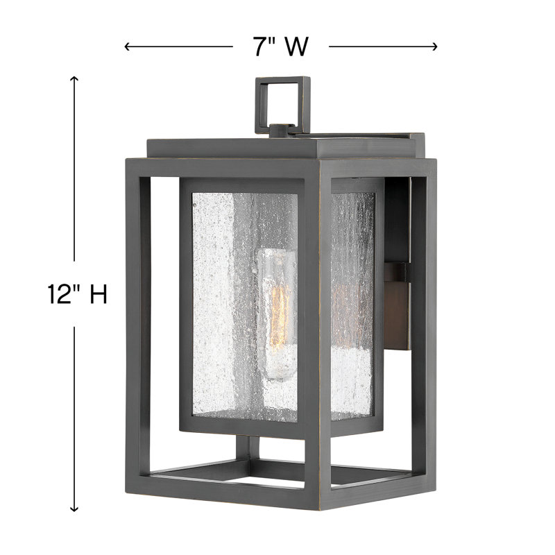 Gammett Outdoor Wall Mount Lantern with Anti-Fade Finish, 12" H x 7" W x 7" D, Oil Rubbed Bronze