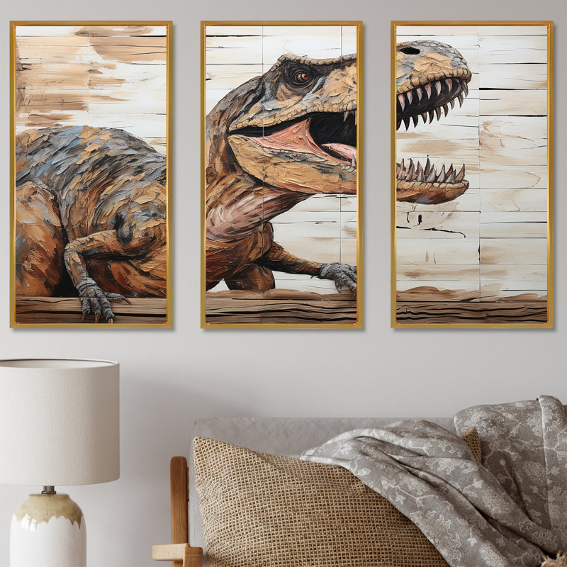 «Dinosaur Canyon I», art mural brun, Cadre flottant doré, H 28 po x l 36 po