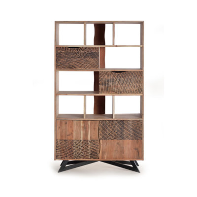Grado 180cm H x 102cm W Solid Wood Geometric Bookcase