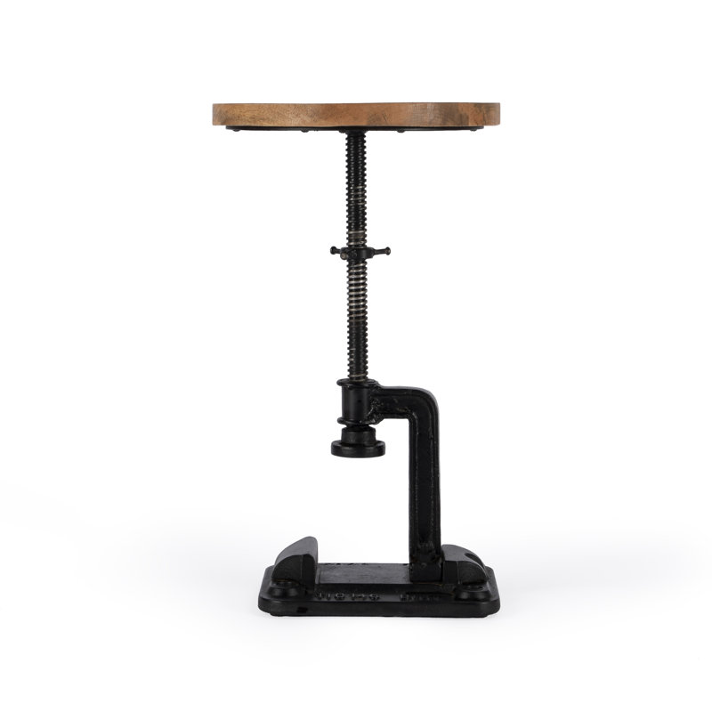 Ellis Adjustable Pedestal Side table, Brown/Black