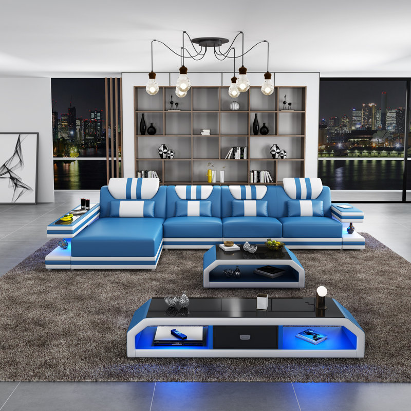 Lightspeed Coffee Table, Blue/White