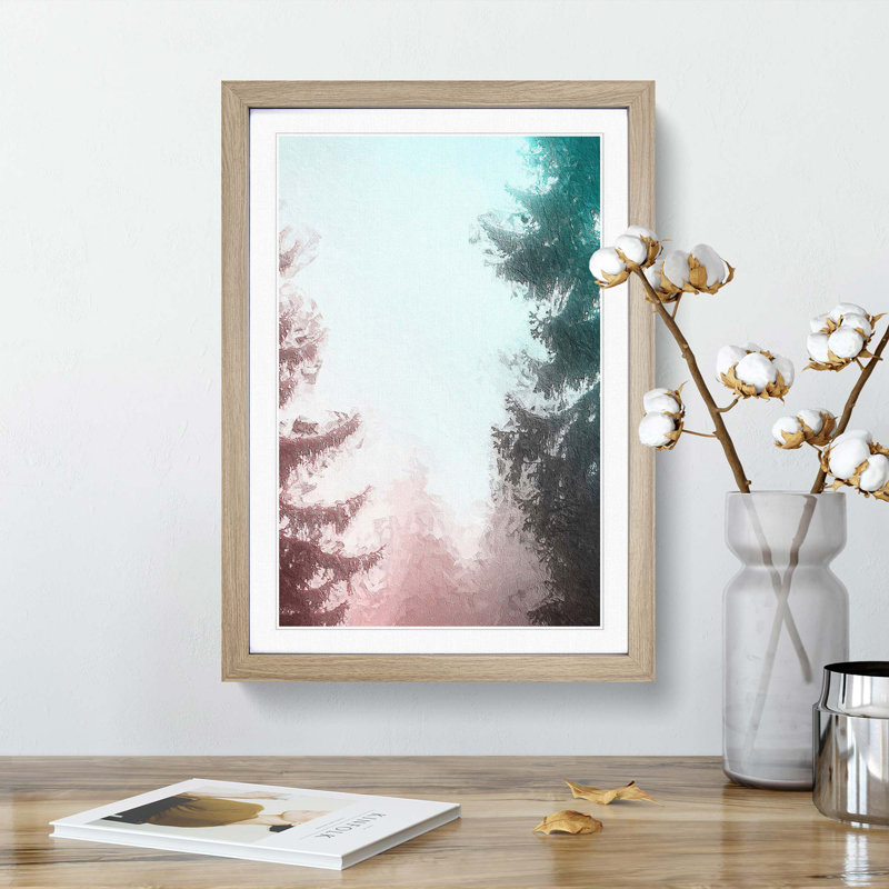 Through the Trees - Picture Frame Painting Print, Oak Framed, 36cm H x 27cm W x 2cm D