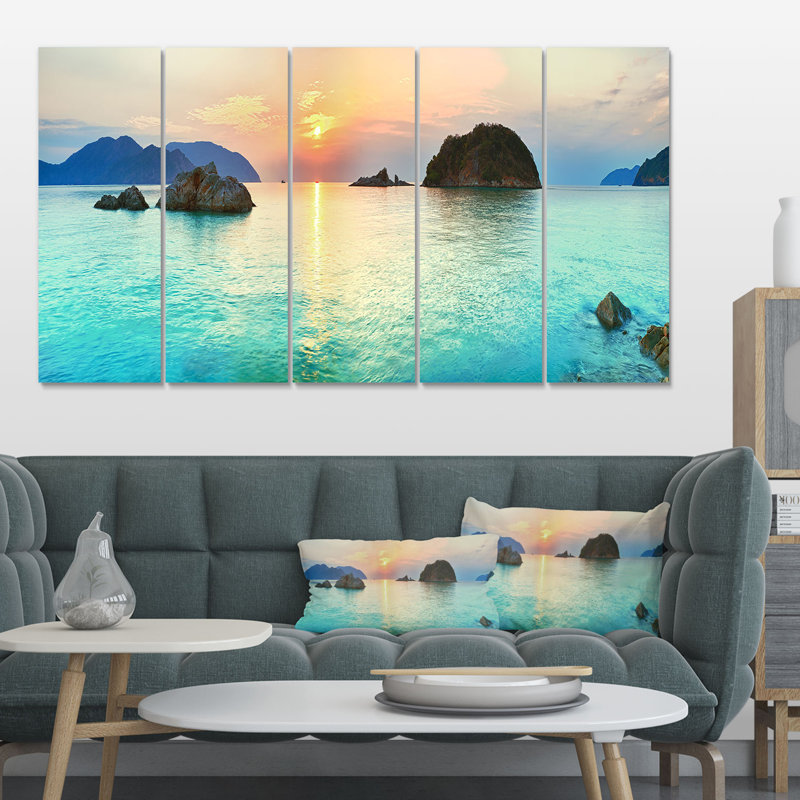 Ensemble de 5 reproductions de photos sur toile tendue ensemble de soleil panorama