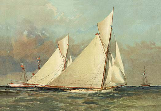 «Close Reach for the Stake Boat», reproduction d'art, 28" H x 42" W