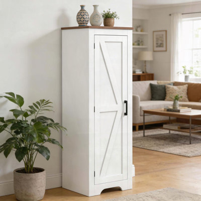 Armoire de salon avec porte de grange et tablettes réglables