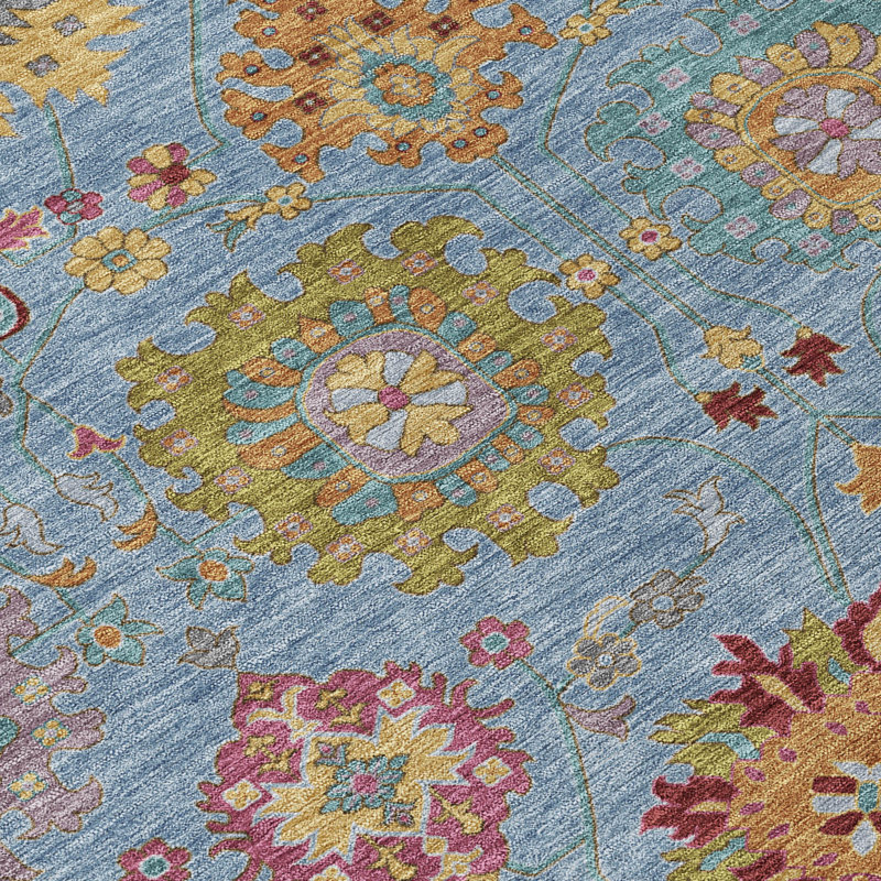 Machine Washable Indoor/Outdoor Chantille ACN2288 Damask Rug, Round 8'