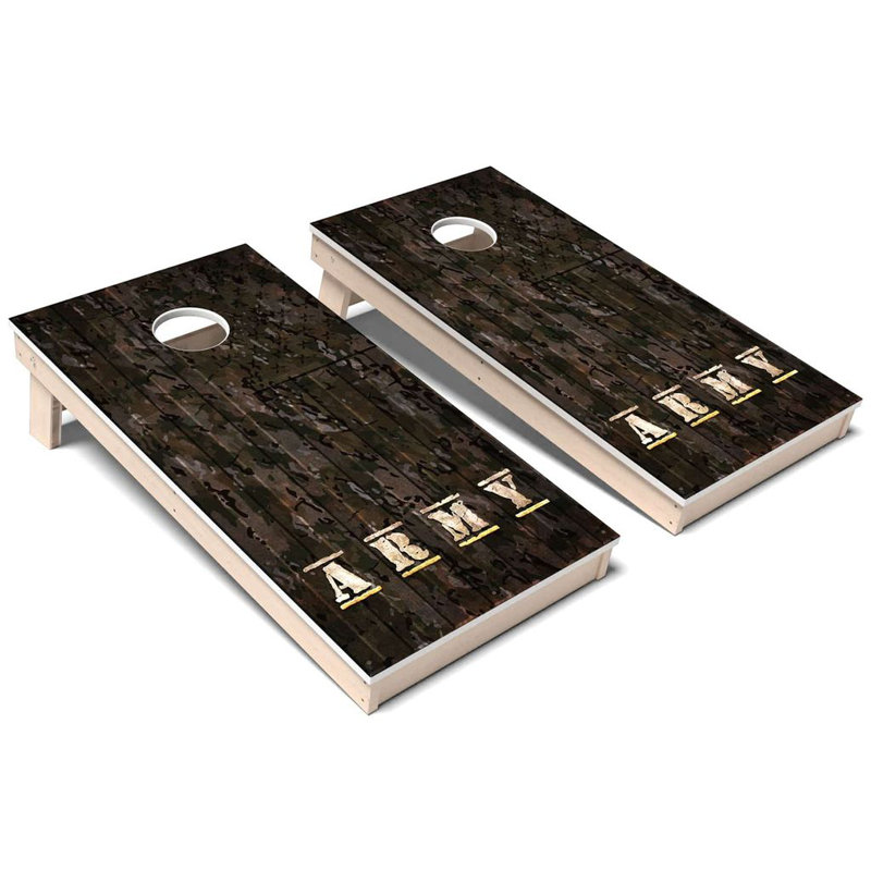 Ensemble de planches de cornhole composites toutes saisons avec drapeau noir Army, Ajouter un étui de transport