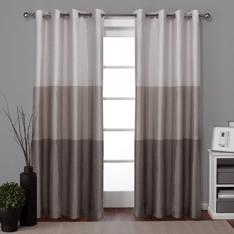 Panneaux de rideaux diaphanes rayés avec œillets Ghevont, Taupe, l 54 po x L 96 po