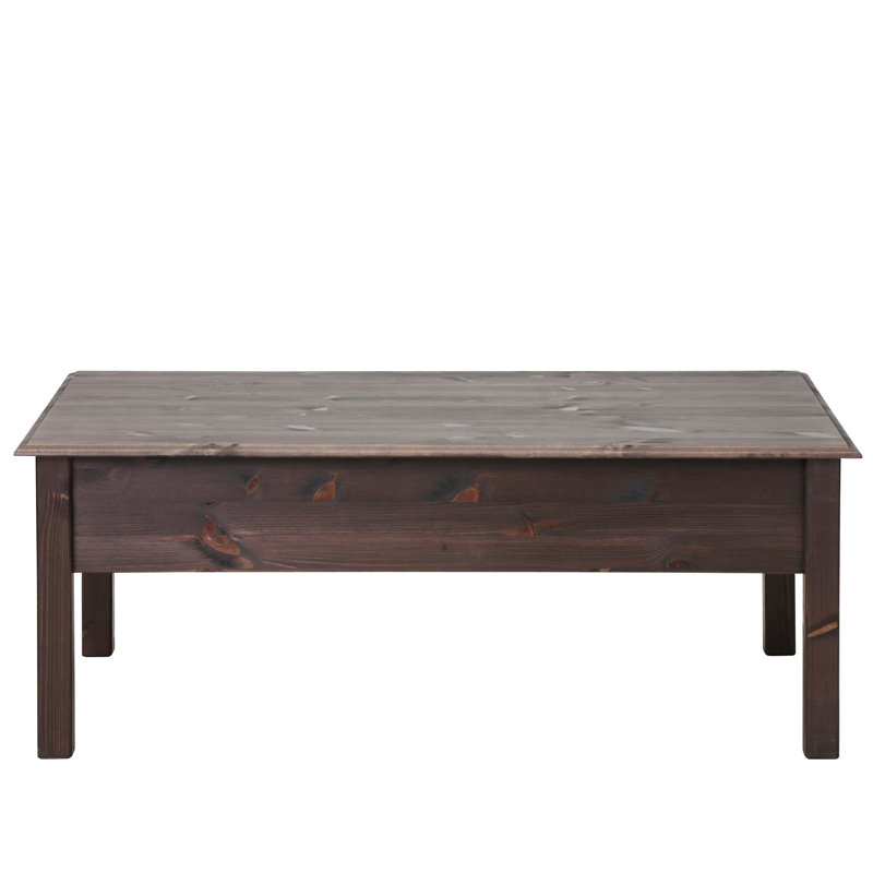Yassine Solid Wood Four Leg Coffee Table with Storage, Havana