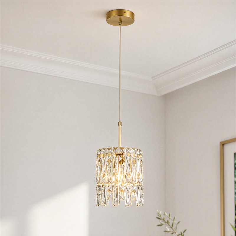 Luminaire suspendu moderne en cristal 1 lumière 7,1 po pour îlot de cuisine