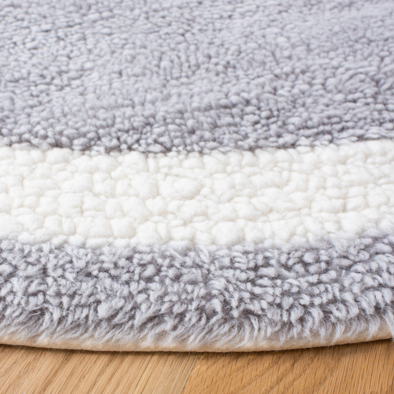 Tapis gris / ivoire lavable à la machine Vermont 477, Rond 5 pi