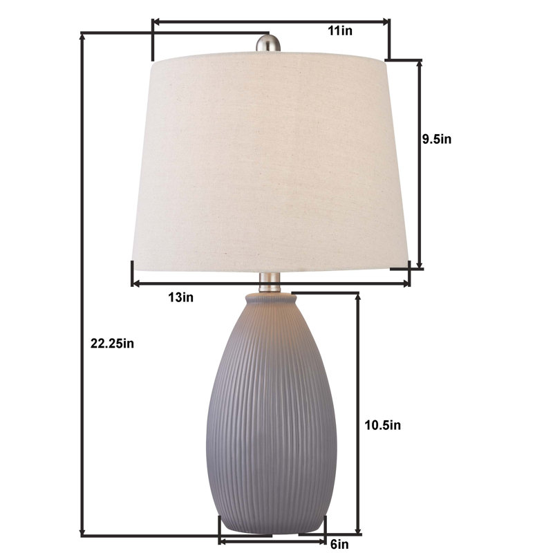 Ceramic Table Lamp, Grey