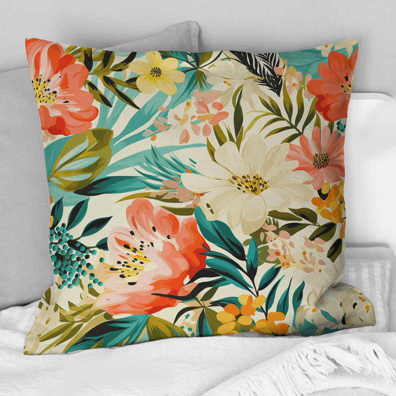 Coussin Botanical In Beige And Green I - Tropical, H 16 po x l 16 po