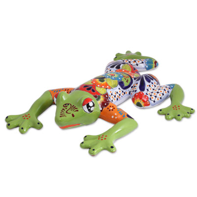 Décoration murale en céramique de grenouille vibrante