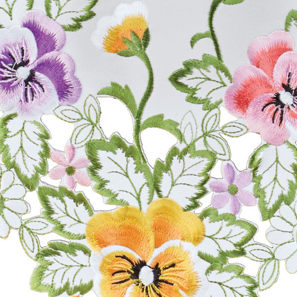 Embroidered Floral Green and White Square Tablecloth