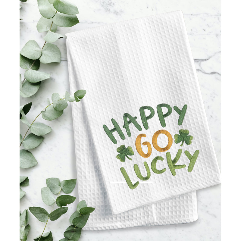 Happy Go Lucky Towel, Green/White Happy Go Lucky