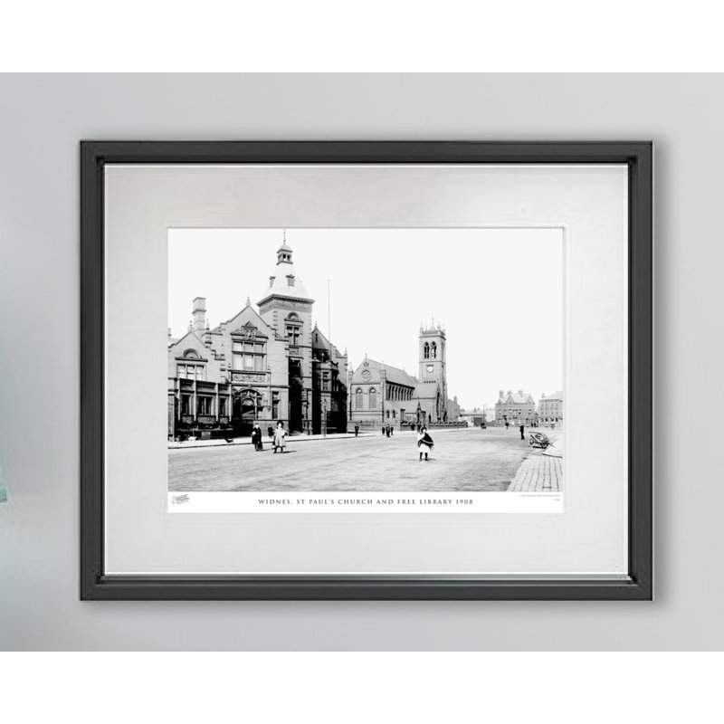 Widnes, St Pauls Church And Free Library 1908 - Single Picture Frame Print, 60cm H x 80cm W x 2.3cm D