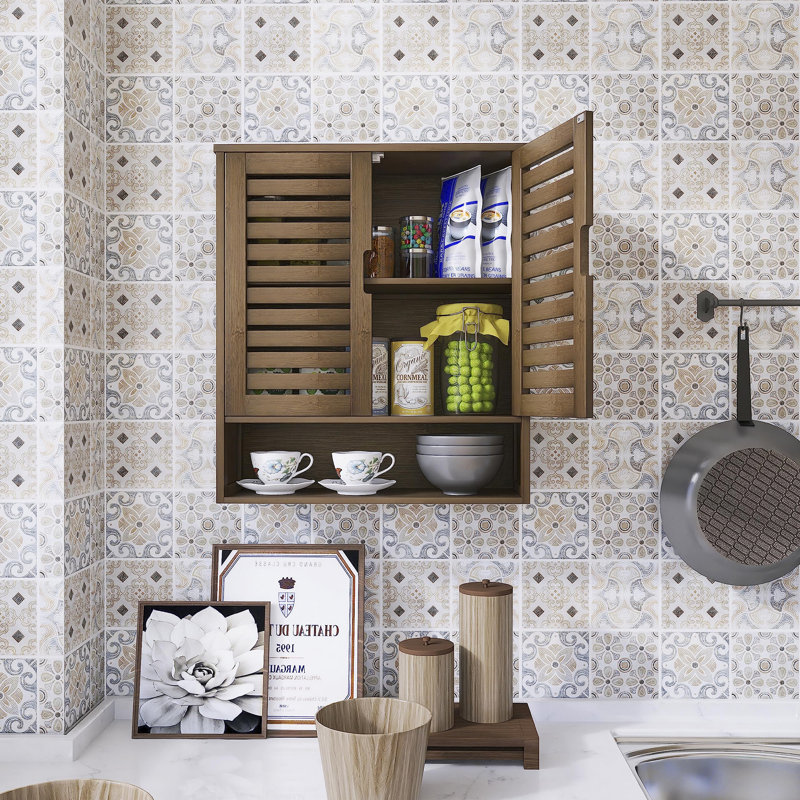 Armoire de salle de bain murale, Noyer