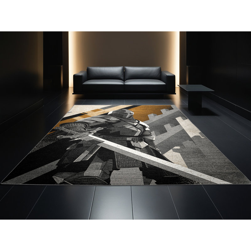 Tapis industriel gris brique lavable à la machine Brennan Castle Siege Warrior, 4 x 2