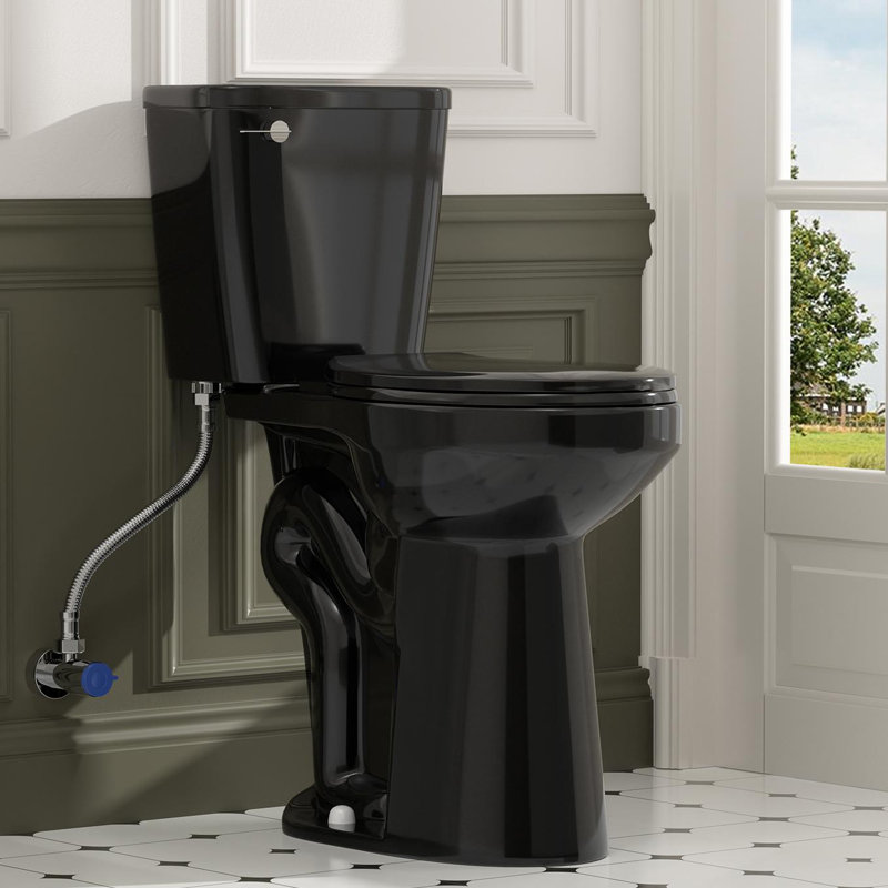 Toilette allongée pour salle de bain Traditional, Noir
