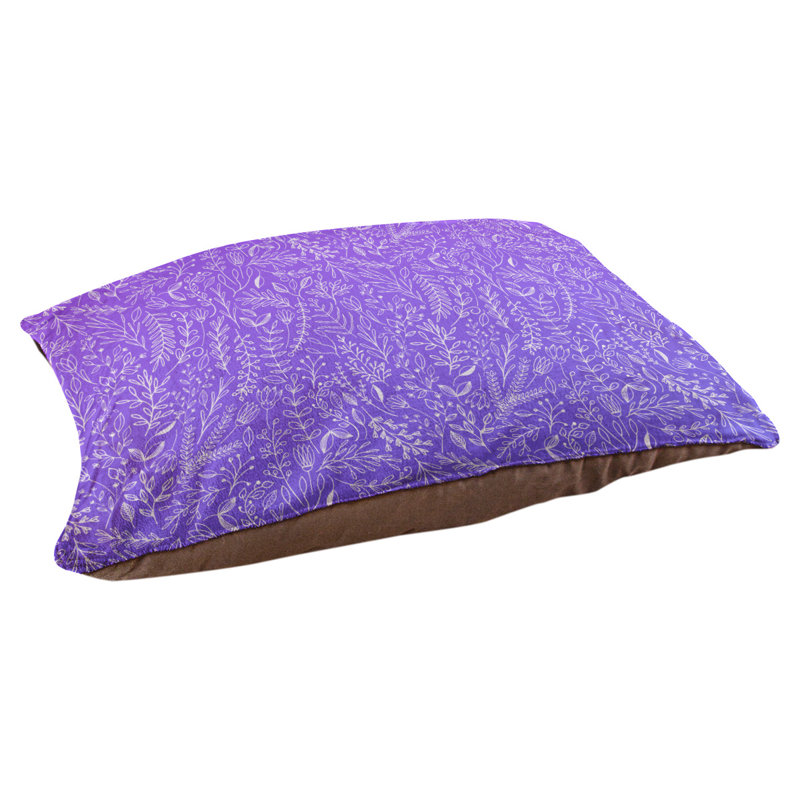 Coussin pour chien floral ditsy Byrge, Moyen (L 29,5 po x P19,5 po x H 9,5 po), Mauve / bleu / blanc