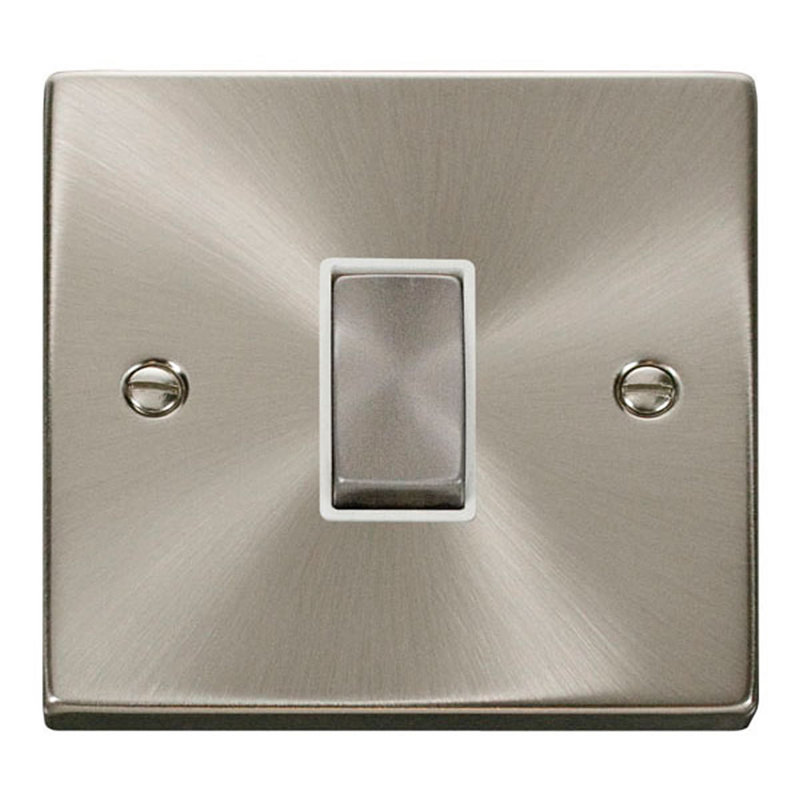 Satin / Brushed Chrome 10A 1 Gang 2 Way Ingot Light Switch