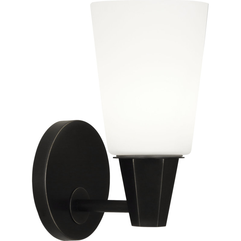 Wheatley 1 - Light Armed Sconce, White, Deep Patina Bronze