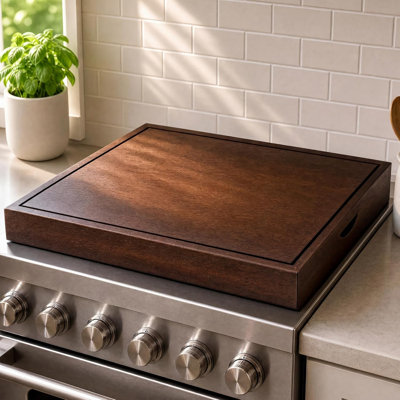 Couvercle de poêle à bois pour cuisinière à gaz, couvercle de plaque de nouilles pour cuisinière à gaz, planche à découper avec poignées en bois