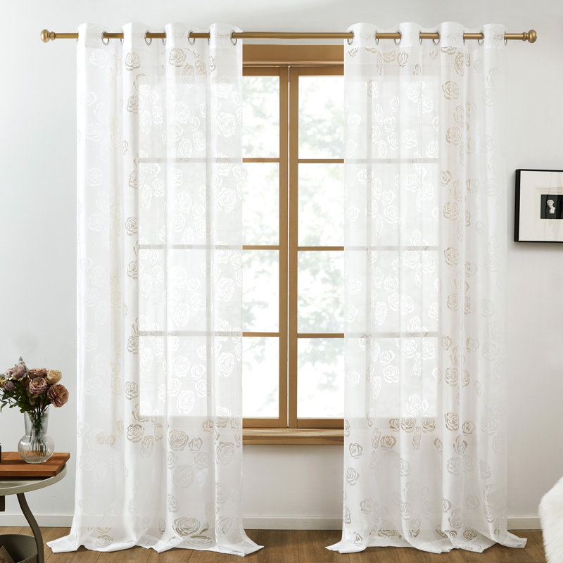 Otella Sheer Curtain Pair, Beige, 52" W x 84" L