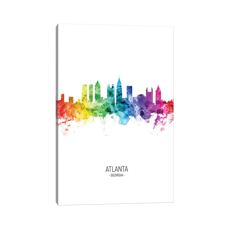 Atlanta Georgia Skyline Rainbow Tall by Michael Tompsett - Wrapped Canvas Print, 101.6 cm H x 66.04 cm W x 1.91 cm D