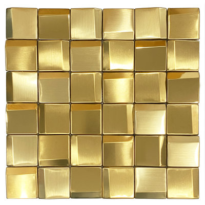 3D Gold Wall Panels 2'' X 2'' Square Metallic Wall Tile