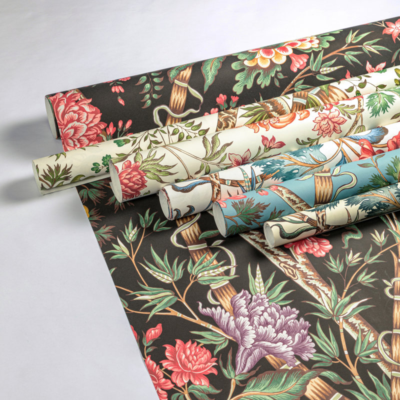 Manoir Luberon 33' L x 27.5" W Wallpaper Roll, Red/Teal