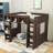 Queen Wooden Loft Bed With Storage Shelves, Ladder And Guardrails-377179326