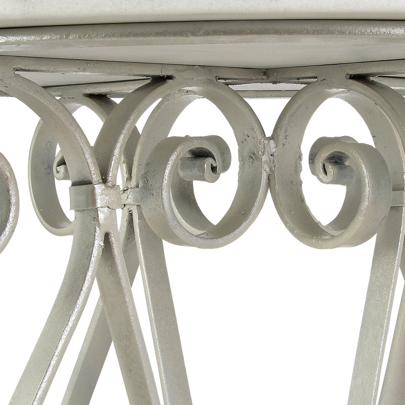 Table de bout French Cross Legs, Blanc huître, Travertin léger